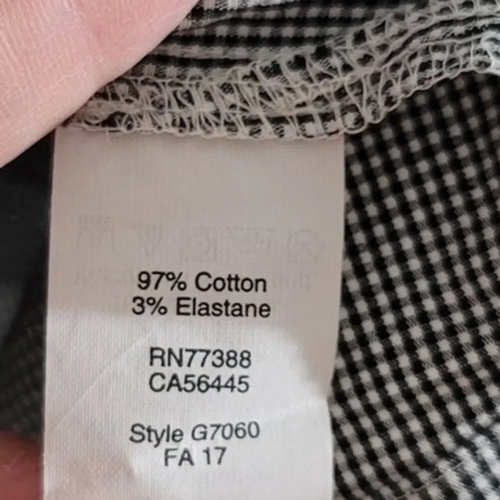 J Crew Penny Peasant Gingham Square Neck 3/4 Sleeve Top Black White XS